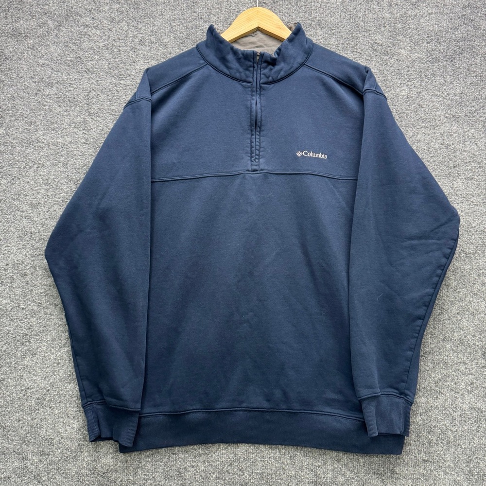 Columbia Quarter Zip Sweatshirt Mens XL Navy Blue Fleece Outdoor